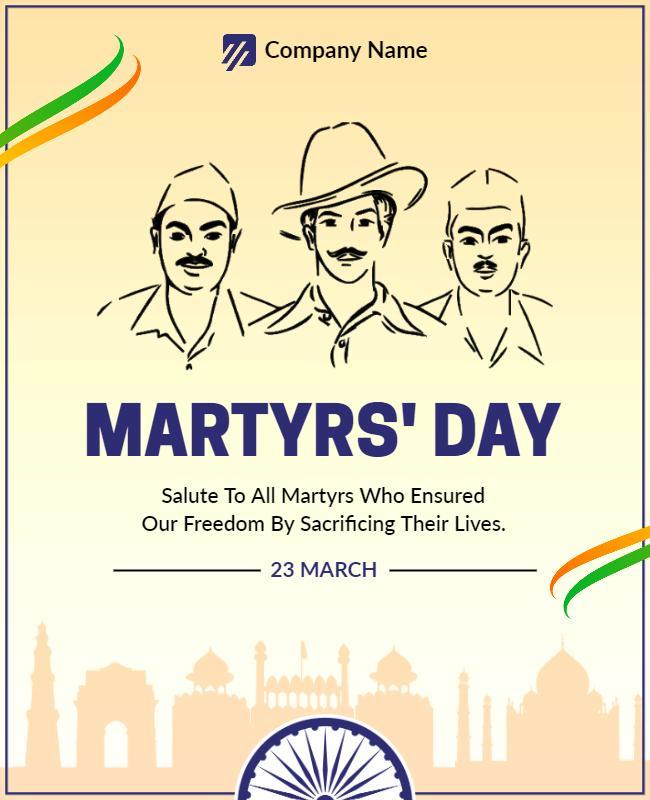Sombre Tribute to Martyrs' Day Commemoration Poster Template
