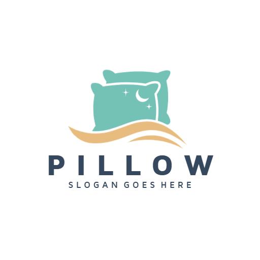 Soothing Aqua Pillow Design Promoting Comfort and Rest Logo Template