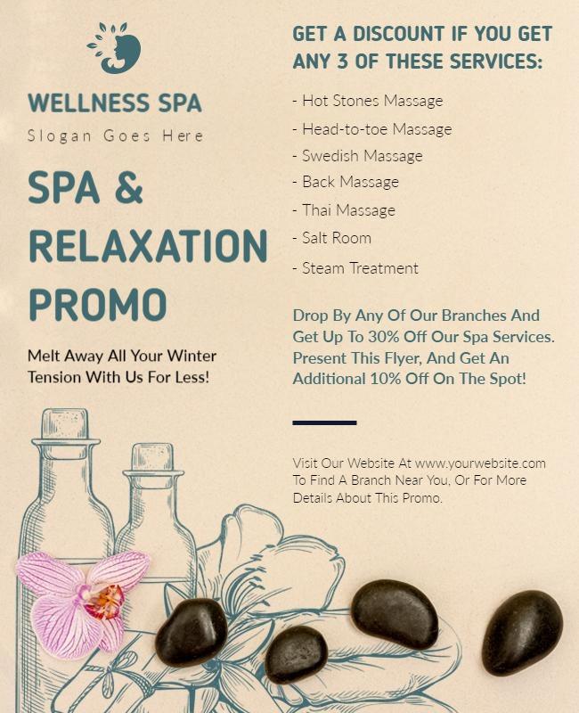 Soothing Beige Wellness Spa Relaxation Promo Poster Template