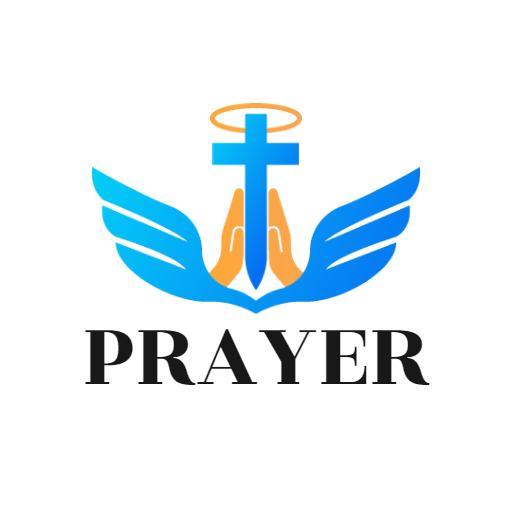 Soothing Blue and Golden Hands in Prayer with Holy Cross Logo Template