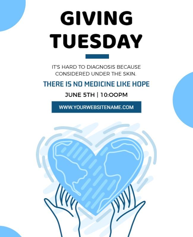 Soothing Blue Charity Giving Tuesday Fundraiser Poster Template