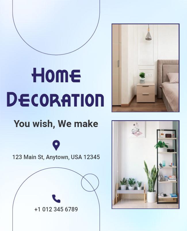 Soothing Blue Home Decoration Service Poster Template