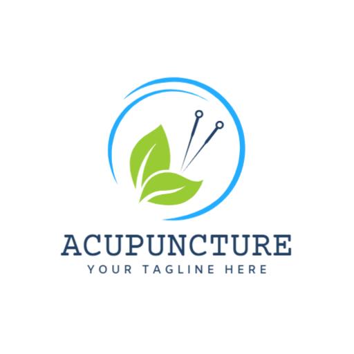 Soothing Green Leaves with Acupuncture Needles Logo Template