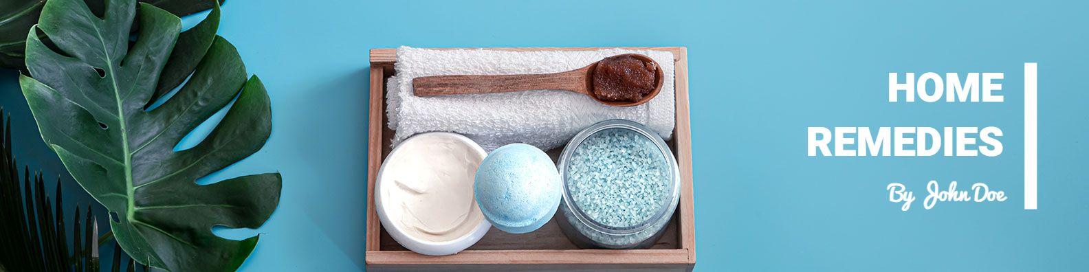 Soothing Home Remedies with Spa Essentials on Blue LinkedIn Banner Template