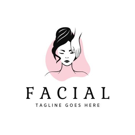 Soothing Pink Illustrative Design Promoting Facial Care Logo Template