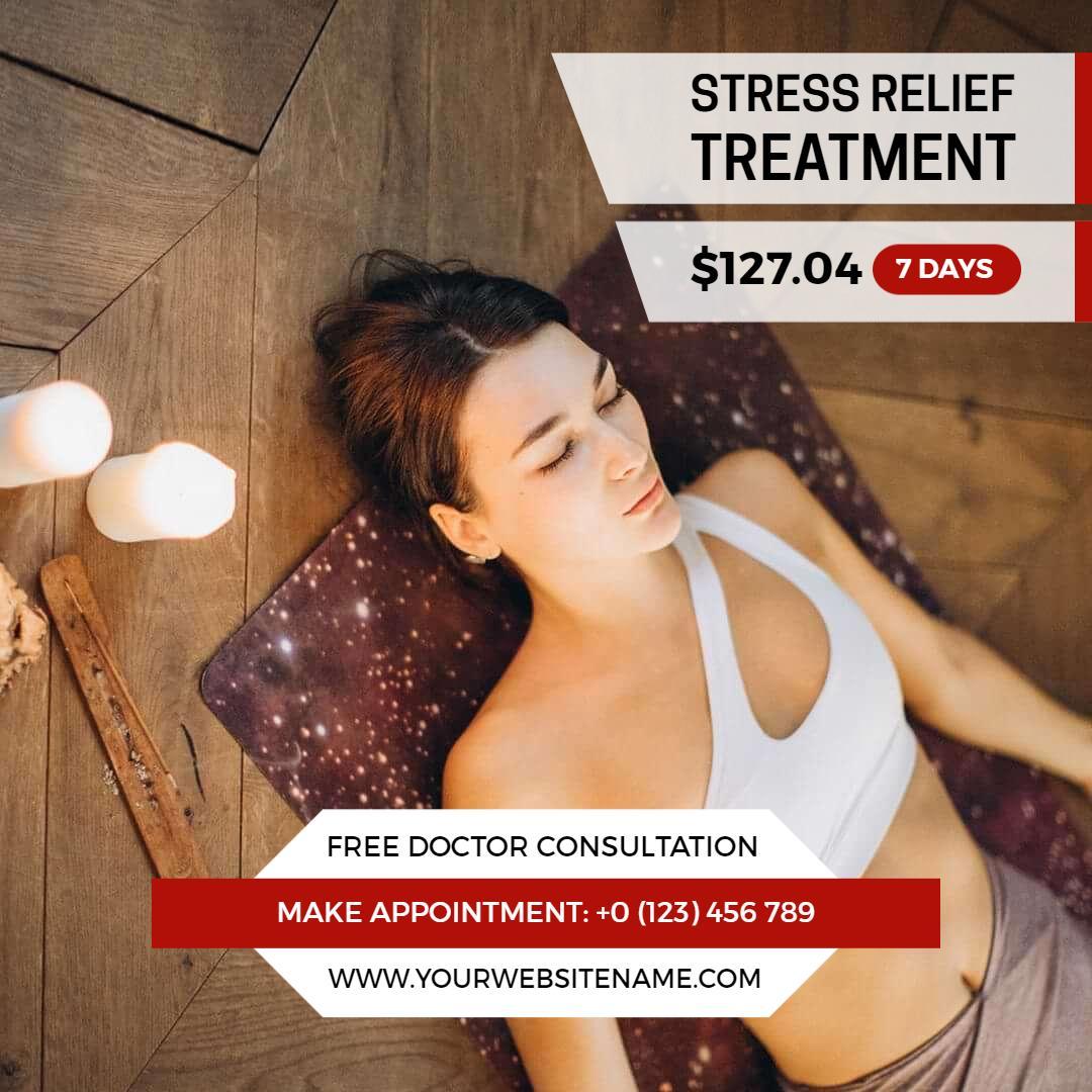 Soothing Stress Relief Treatment with Free Consultation Ad Template