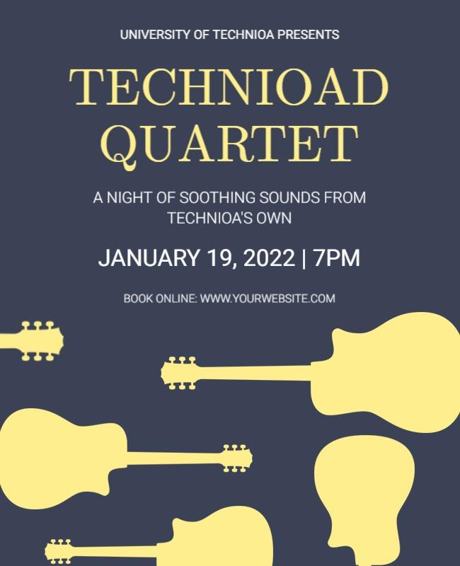 Soothing Yellow Guitar Theme Music Concert Poster Template