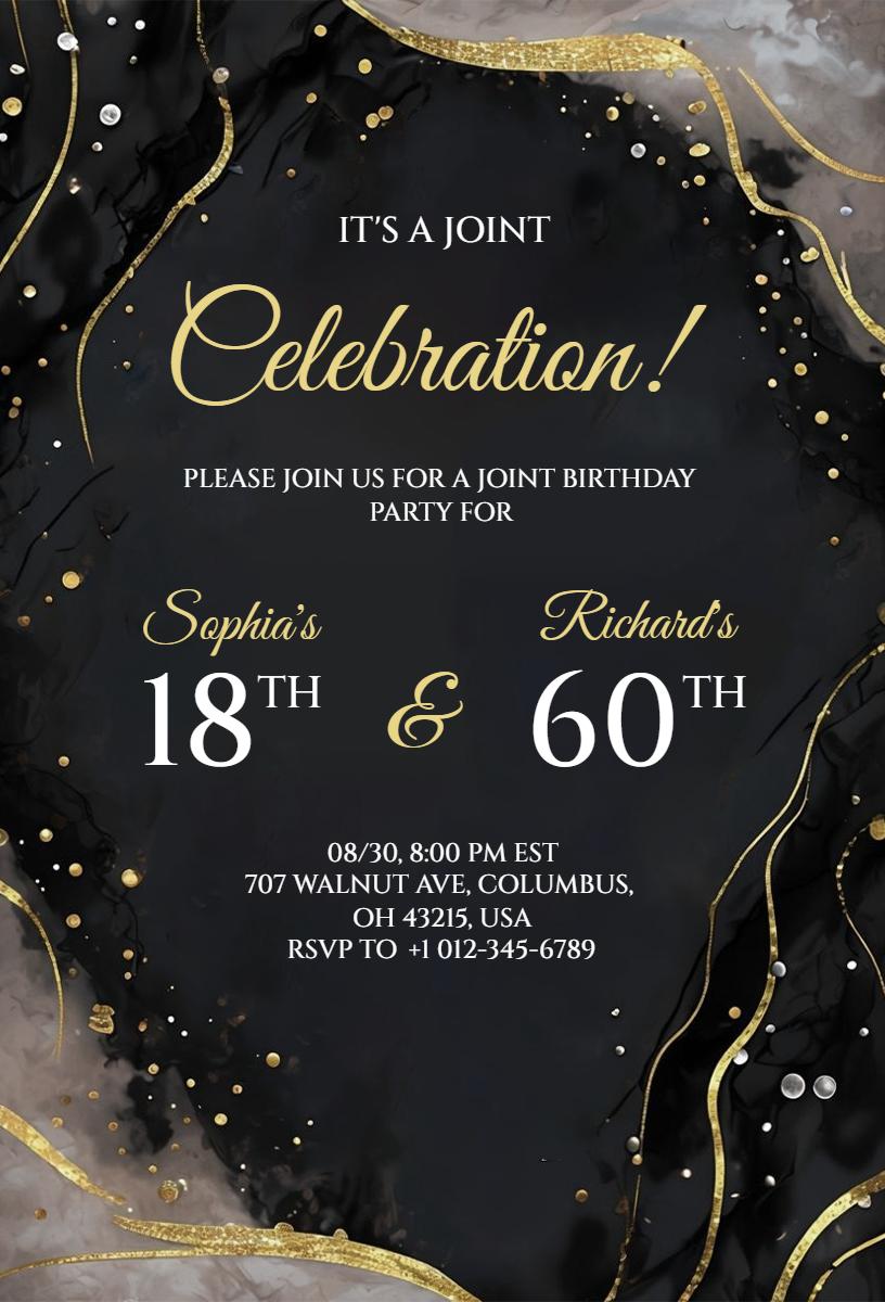 Sophia Richard Joint Golden Birthday Celebration Invitation Template