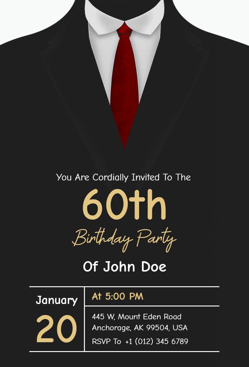 Sophisticated 60th Birthday Celebration VIP Invitation Template