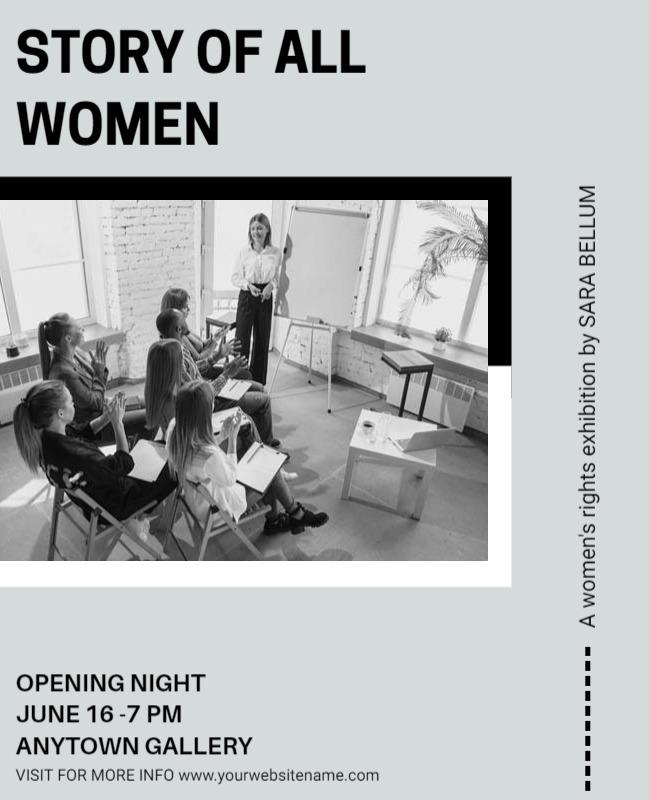 Sophisticated Black and White Women's Rights Exhibition Poster Template