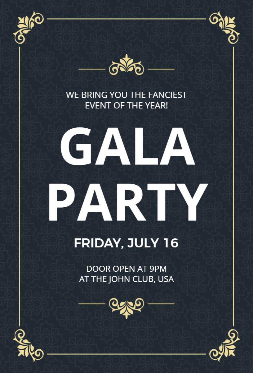 Sophisticated Black Tie Gala Party Celebration Invitation Template