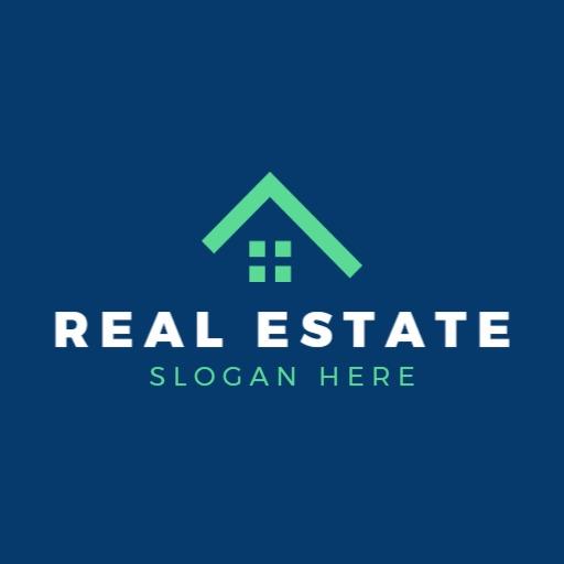 Sophisticated Blue and Green Real Estate Home Design Logo Template