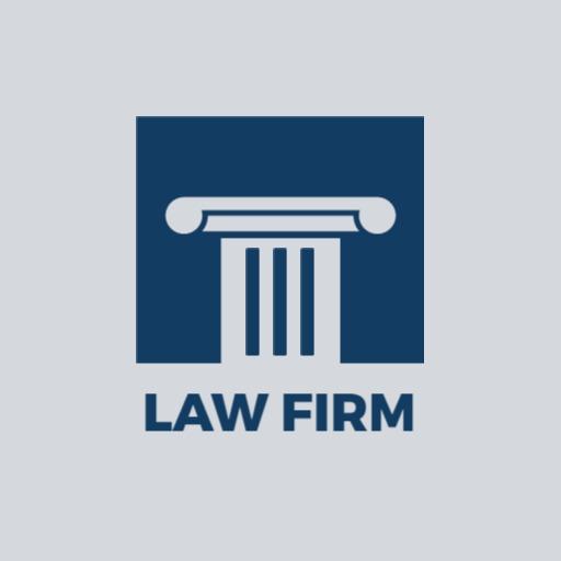 Sophisticated Blue Pillar Symbol Representing Law Firm Logo Template