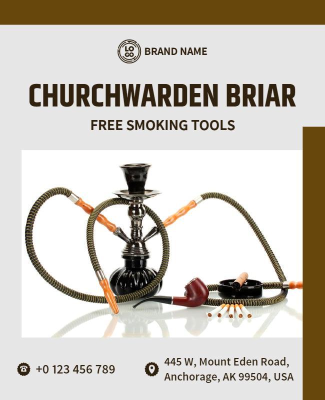 Sophisticated Brown Hookah Smoking Tools Poster Template