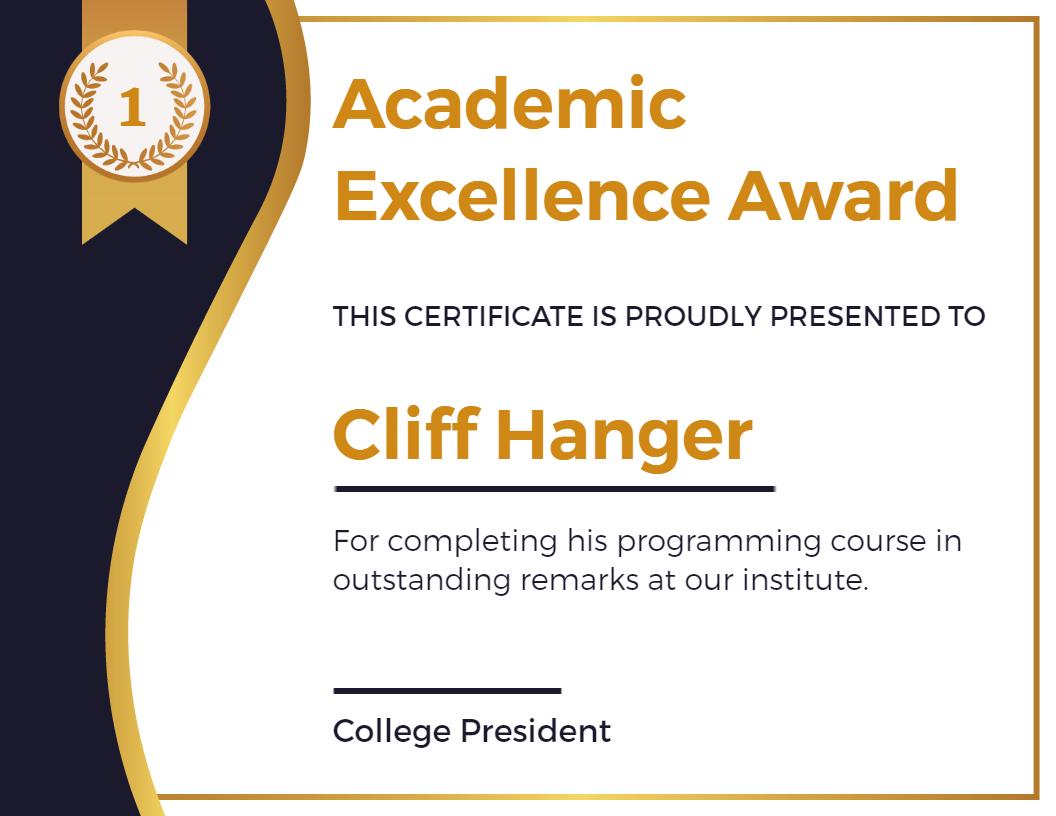 Sophisticated Gold Academic Excellence Award Certificate Template