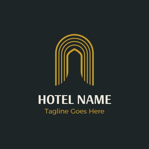 Sophisticated Gold Arch Design Highlighting Luxury Hotel Logo Template