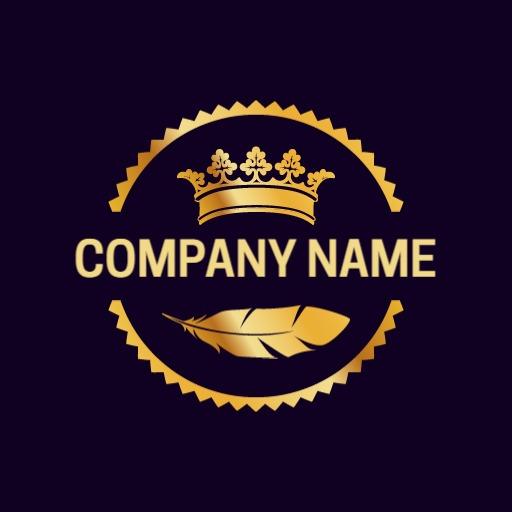 Sophisticated Golden Crown and Feather Design Logo Template