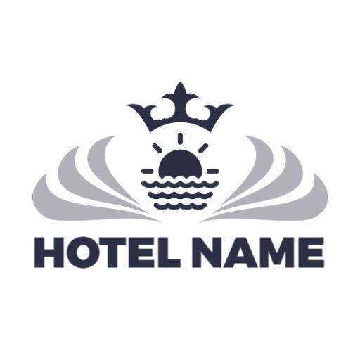Sophisticated Gray Crown Image with Scenic Ocean Sunset Logo Template