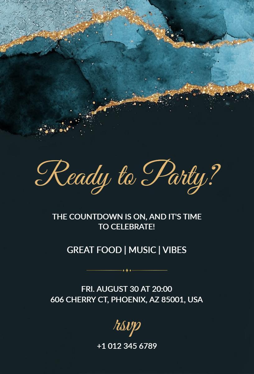 Sophisticated Midnight Blue Glam Party Invitation Template