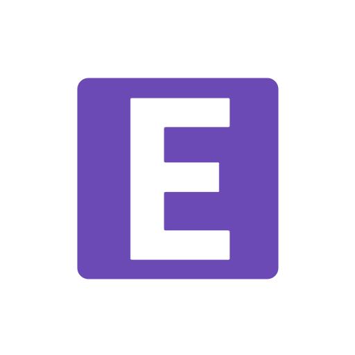 Sophisticated Purple Block Letter E Illustrated in Alphabet Logo Template