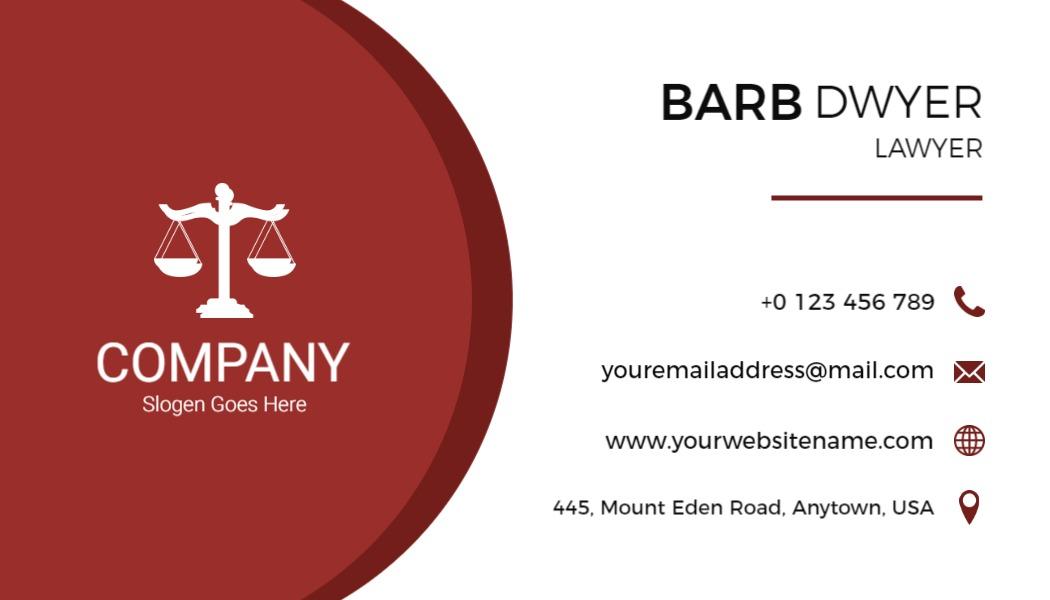 Sophisticated Red Legal Services Lawyer Business Card Template