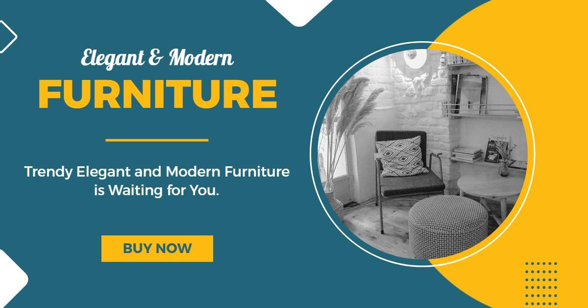 Sophisticated Yellow and Blue Modern Furniture Facebook Ad Template