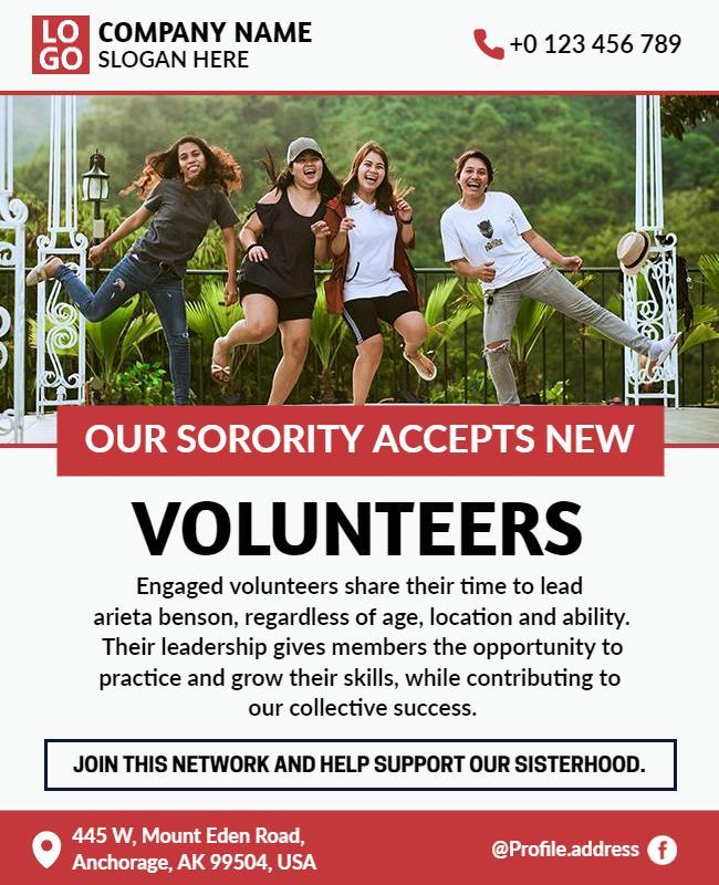 Sorority Volunteer Recruitment Flyer Template