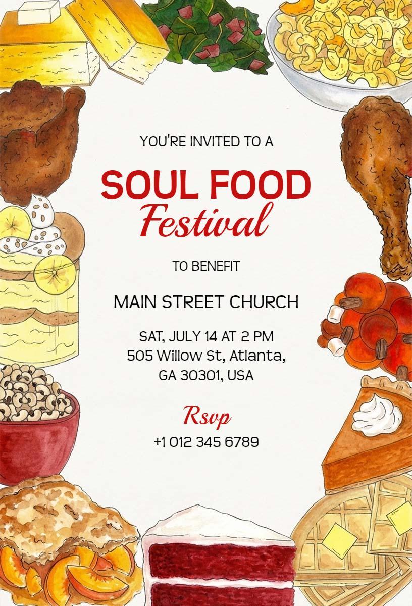 Soul Food Culinary Community Festival Invitation Template