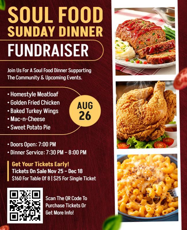 Soul Food Sunday Dinner Fundraiser Flyer Template