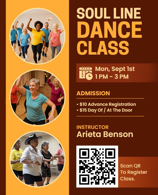 Soul Line Dance Class Event Flyer Template