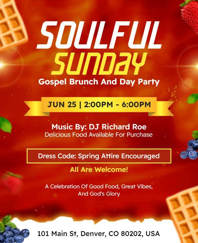 Soulful Sunday Gospel Brunch Party Flyer Template