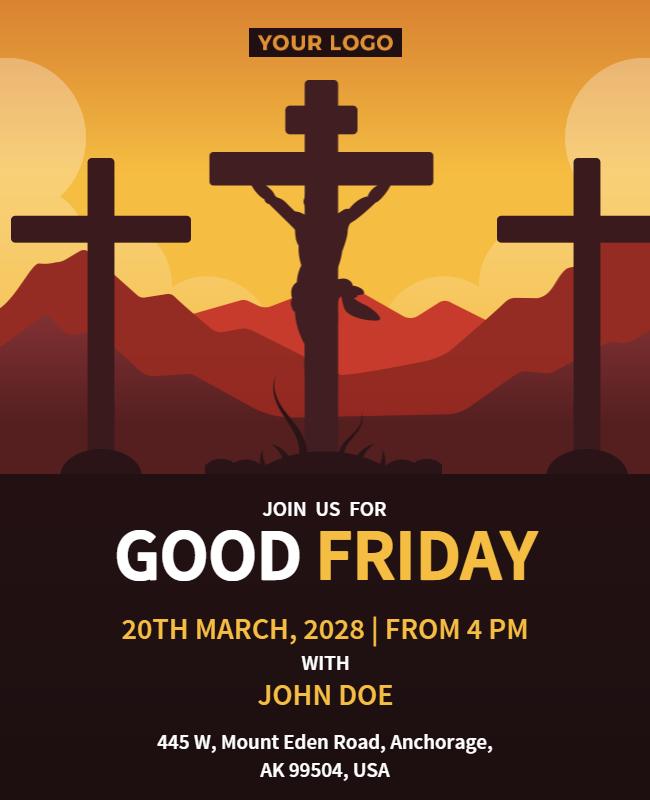 Soulful Sunset Good Friday Religious Event Poster Template