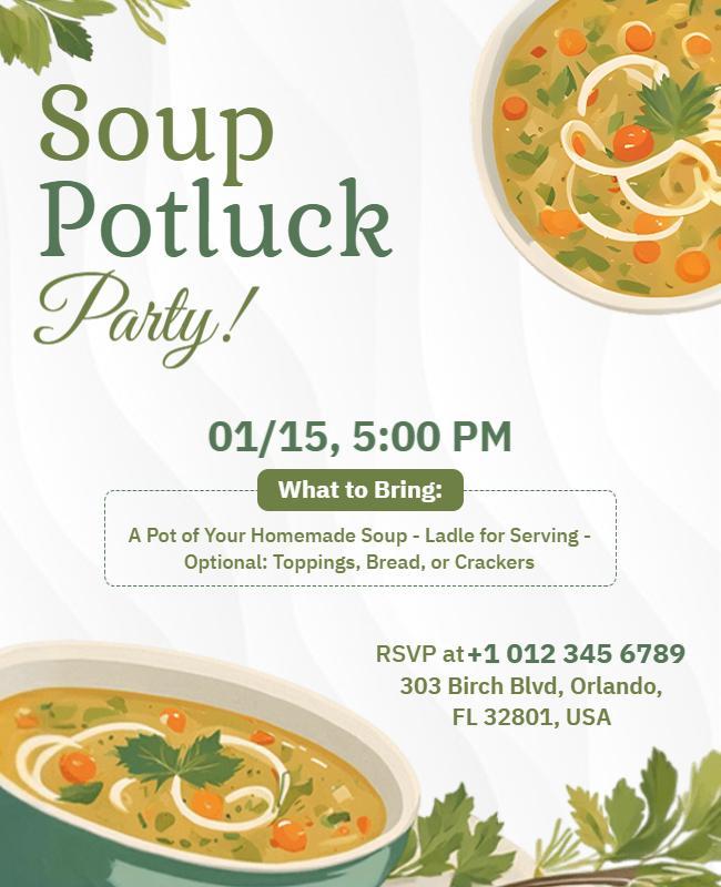 Soup Potluck Party Invitation Flyer Template