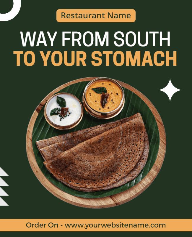 South Indian Cuisine Highlighted Delicious Food Poster Template