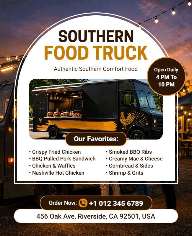 Southern Food Truck Promotion Flyer Template