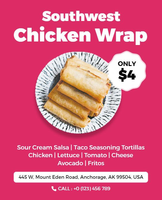 Southwest Chicken Wrap Promotion Flyer Template