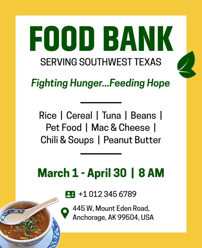 Southwest Texas Food Bank Donation Flyer Template