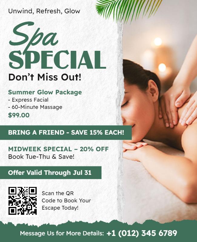 Spa Promotion Summer Glow Package Flyer Template