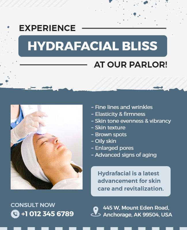 Spa Relaxation Aqua Hydrafacial Treatment Poster Template
