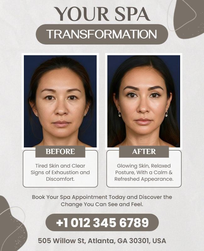 Spa Transformation Before and After Flyer Template
