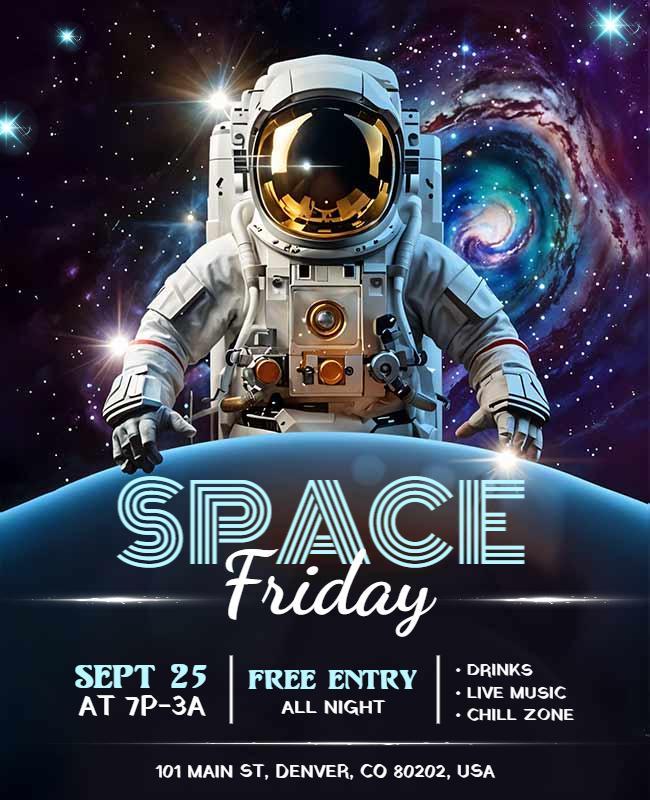 Space Themed Friday Night Party Flyer Template