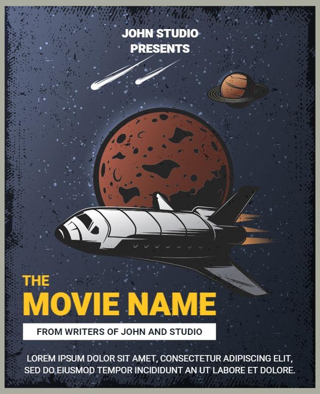 Space-Themed Retro Sci-Fi Movie Poster Template
