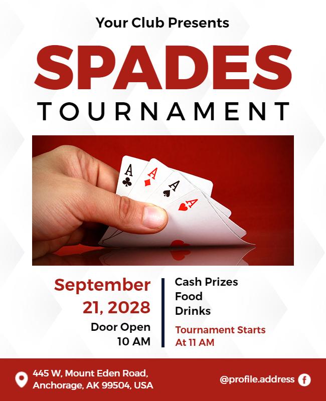 Spades Card Game Tournament Flyer Template