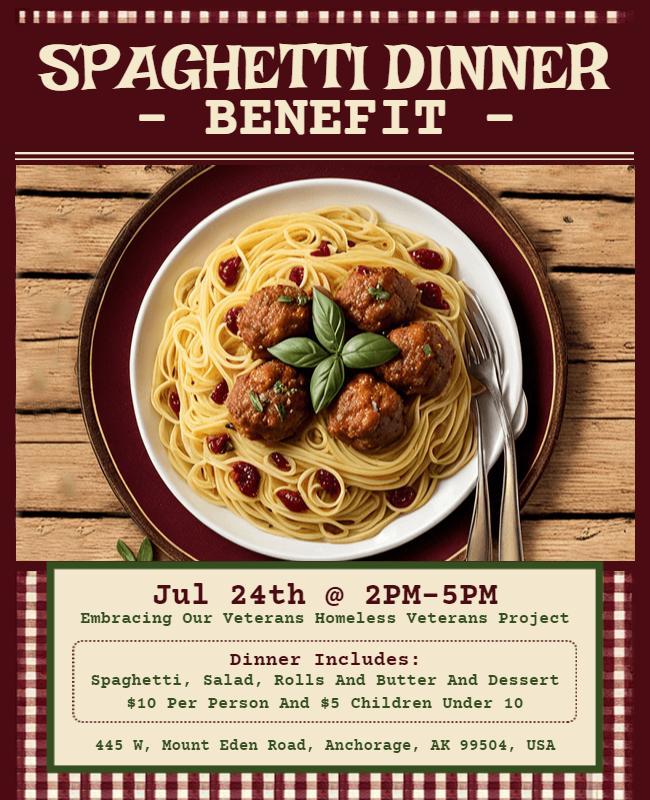 Spaghetti Dinner Benefit Event Flyer Template