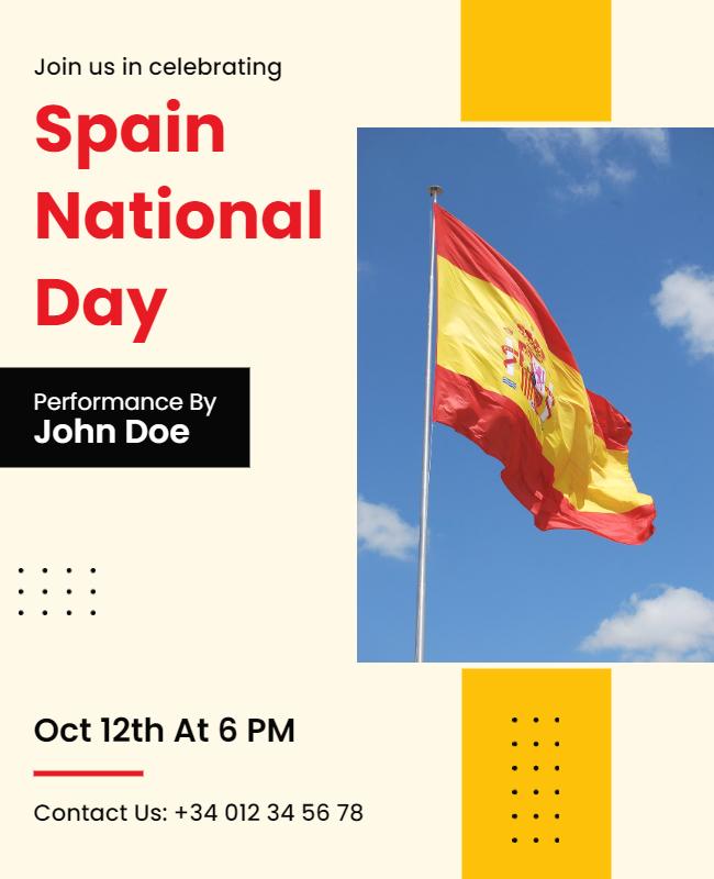 Spain National Day Celebration Event Flyer Template