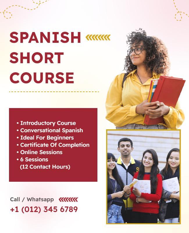 Spanish Language Short Course Promotional Flyer Template