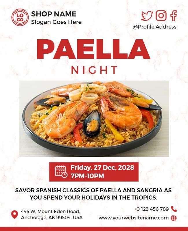 Spanish Paella Night Event Flyer Template