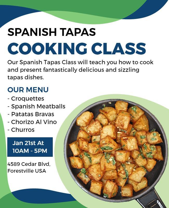 Spanish Tapas Cooking Class Event Flyer Template