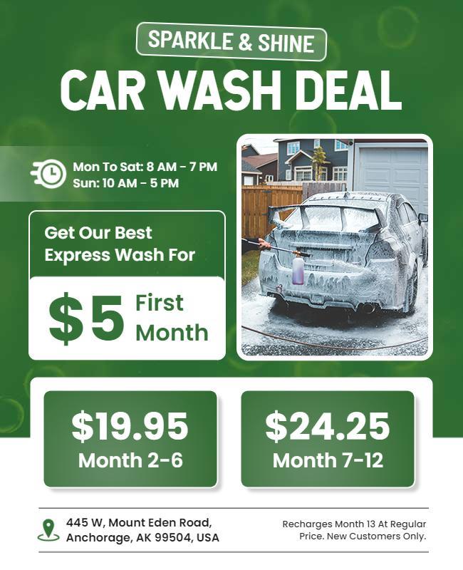 Sparkle and Shine Car Wash Deal Flyer Template