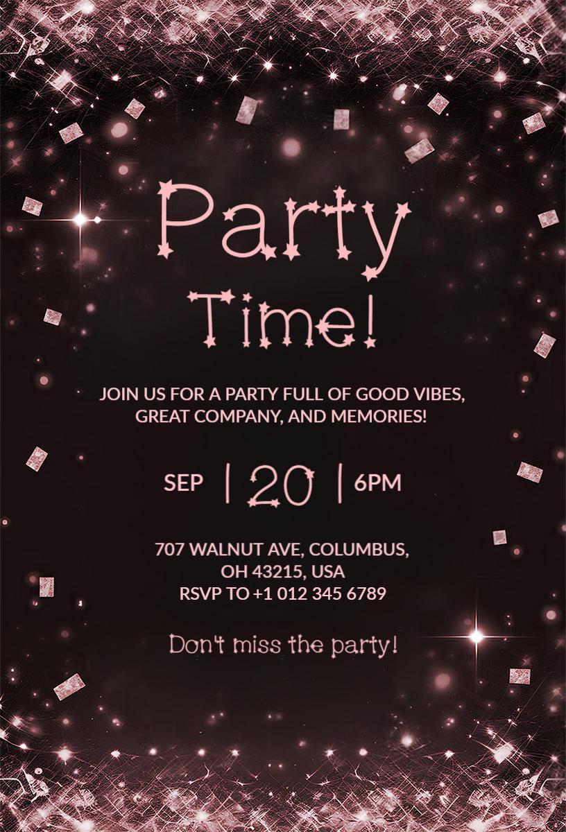 Sparkling Glamorous Celebration Party Invitation Template